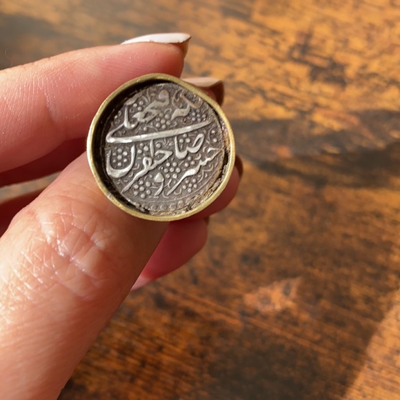 Vintage silver ring with a coin from Qajar (Persia) - Picture 5 of 8